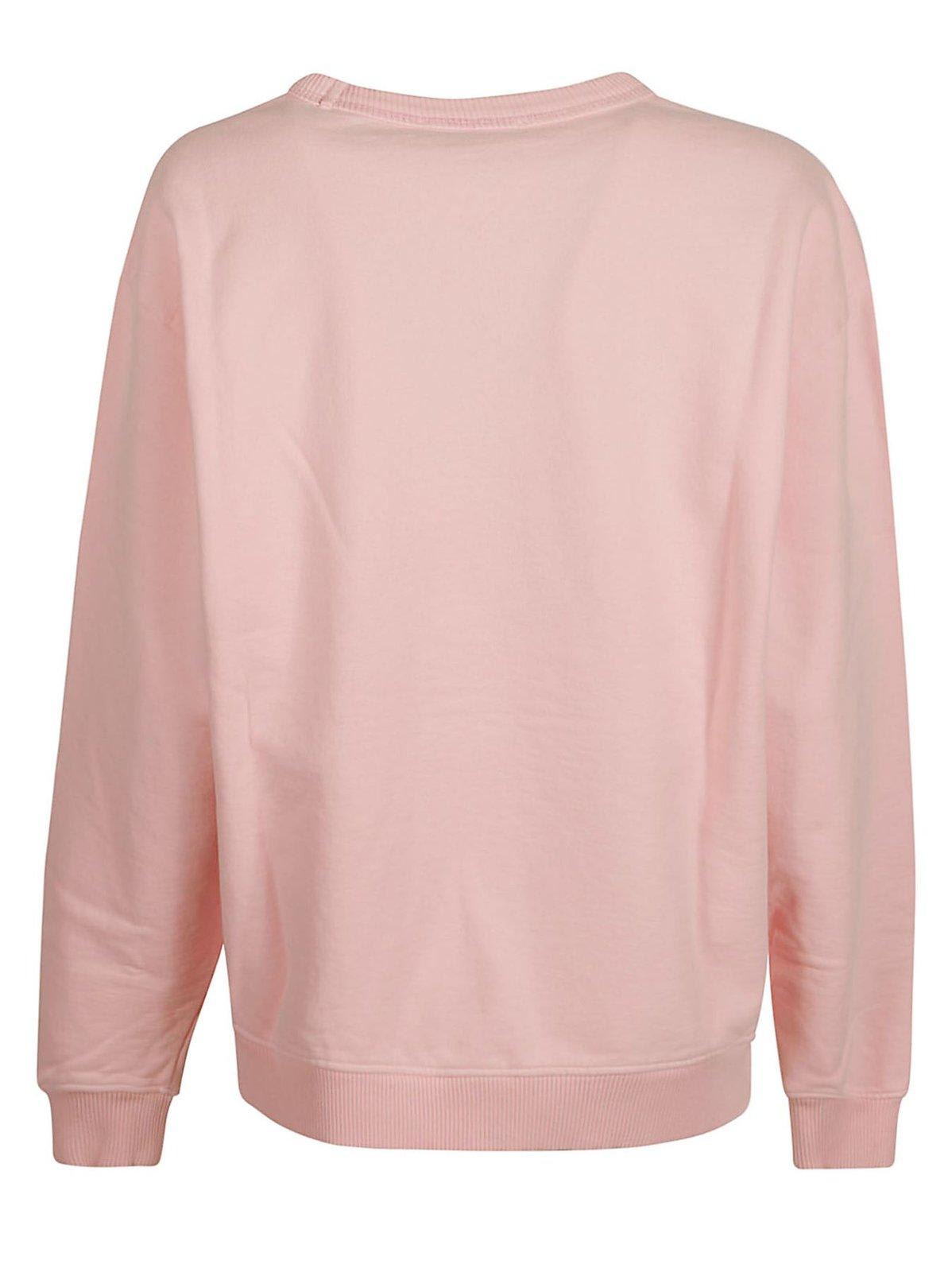 Shop Acne Studios Logo Printed Crewneck Sweatshirt In Pale Pink