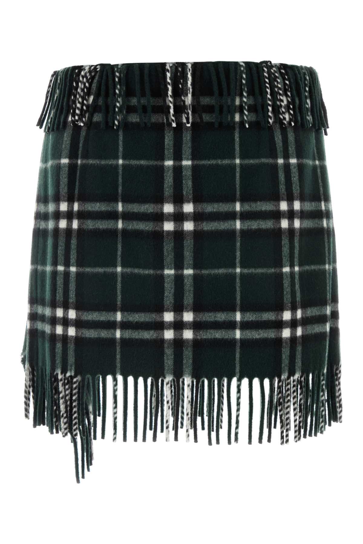 Shop Burberry Embroidered Wool Blend Mini Skirt In Anchor