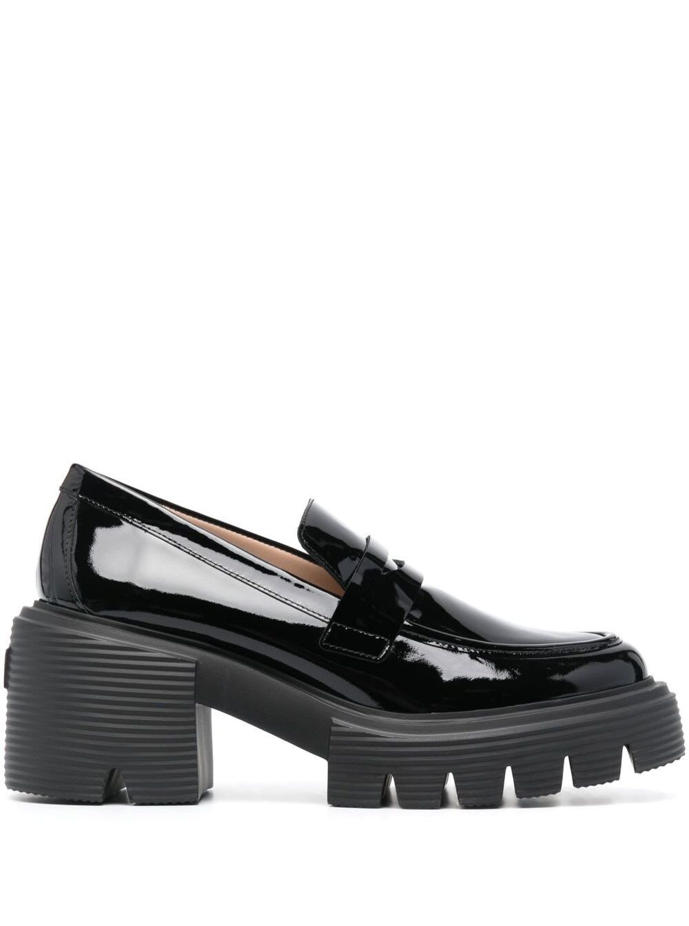 STUART WEITZMAN SOHO BLACK LOAFERS WITH CHUNKY SOLE IN PATENT LEATHER WOMAN