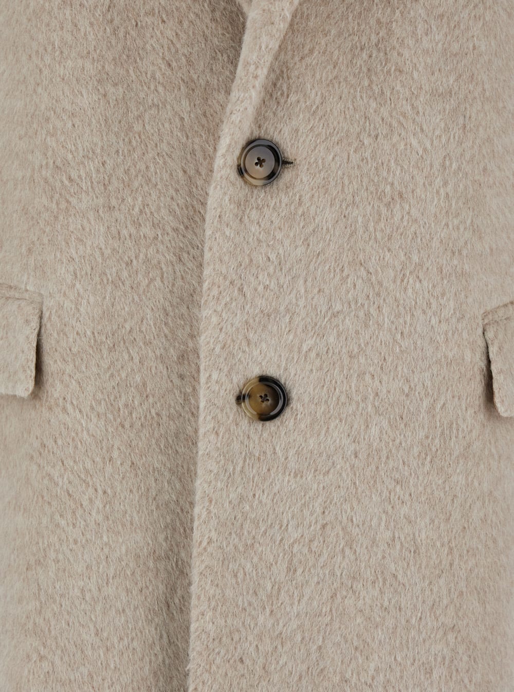 Shop Lardini Beige Single-breasted Coat With Notched Revers In Alpaca Blend Man