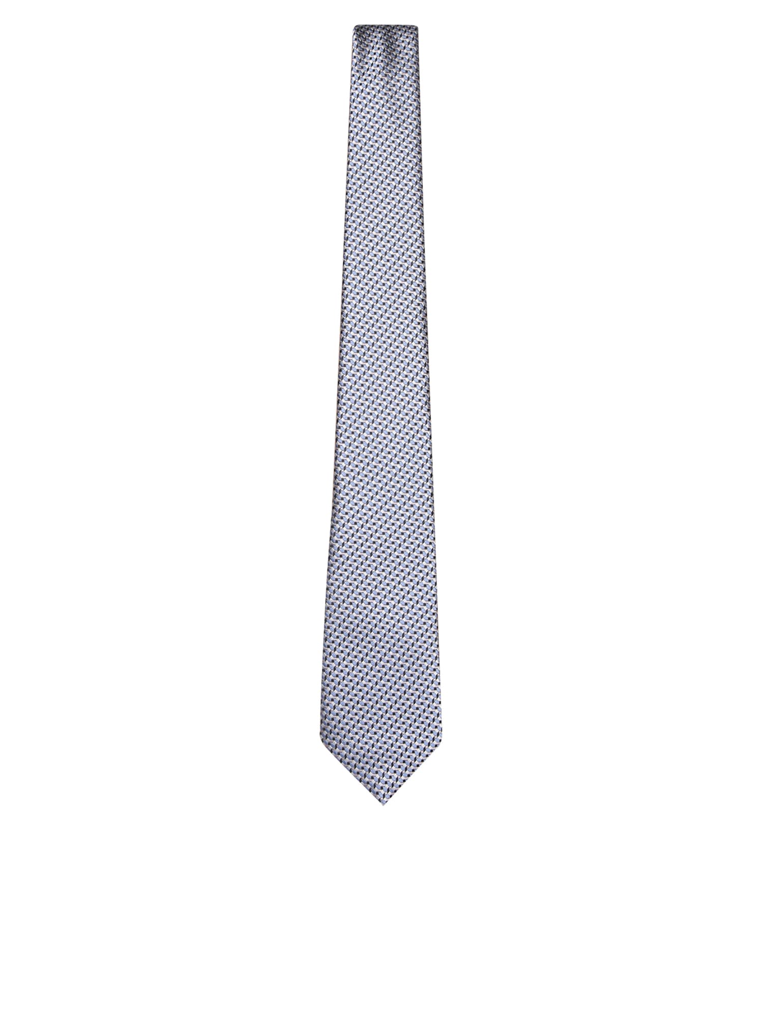 Shop Giorgio Armani Blue And White Geometric Tie In Beige