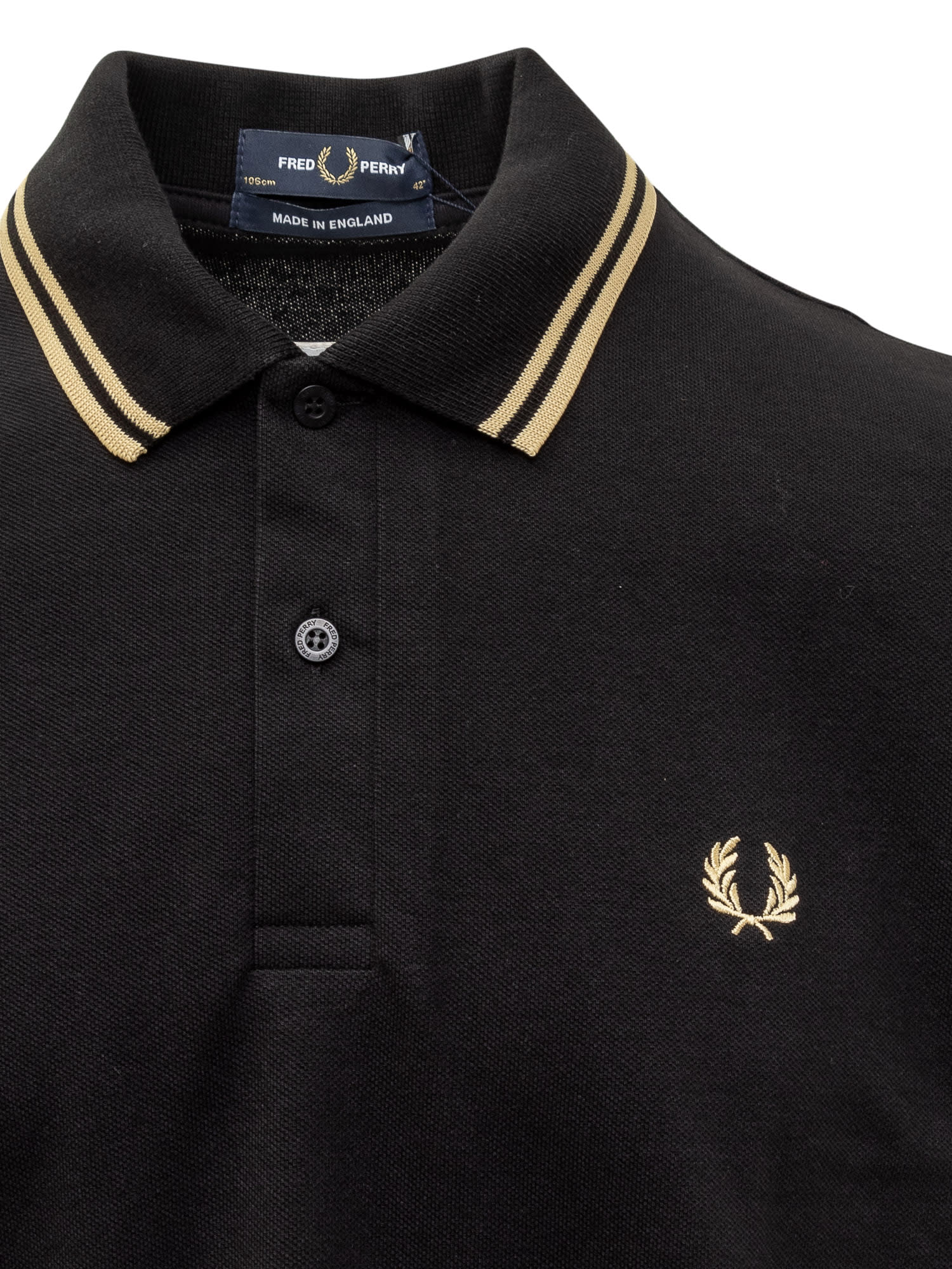 Shop Fred Perry Polo Shirt In Black/champagne