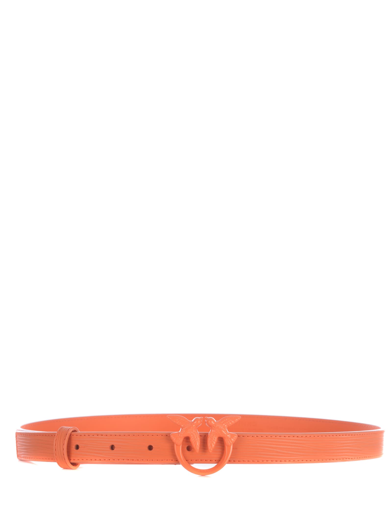 Shop Pinko Belt Love Berry In Leather In Arancione