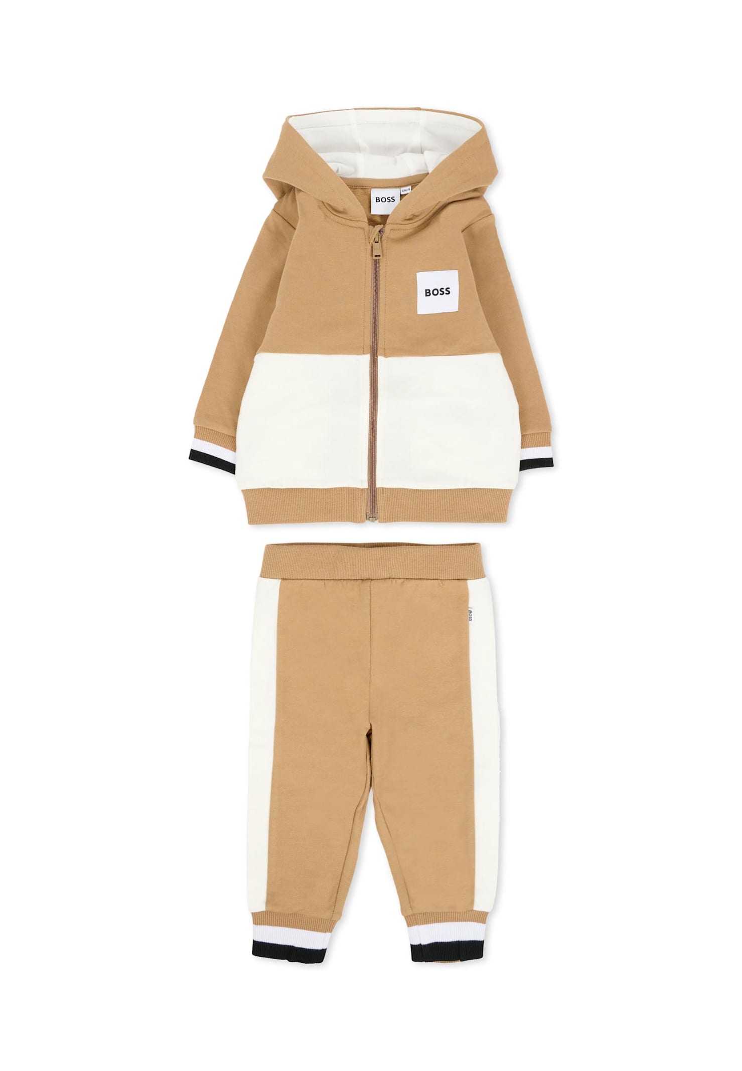 Hugo Boss Beige Suit For Baby Boy With Logo In Brown