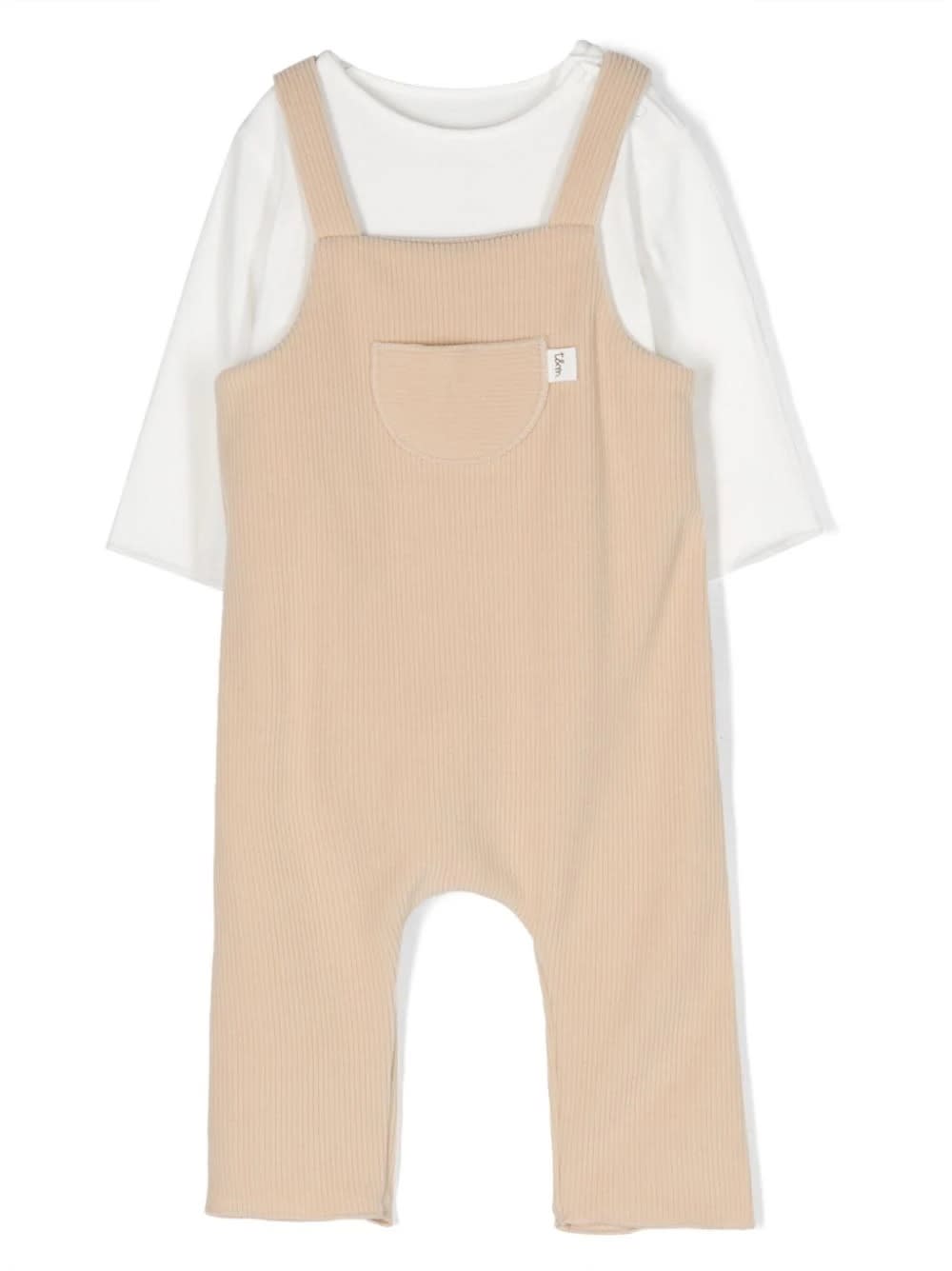 Teddy &amp; Minou Babies' Beige Corduroy Dungarees With White T-shirt