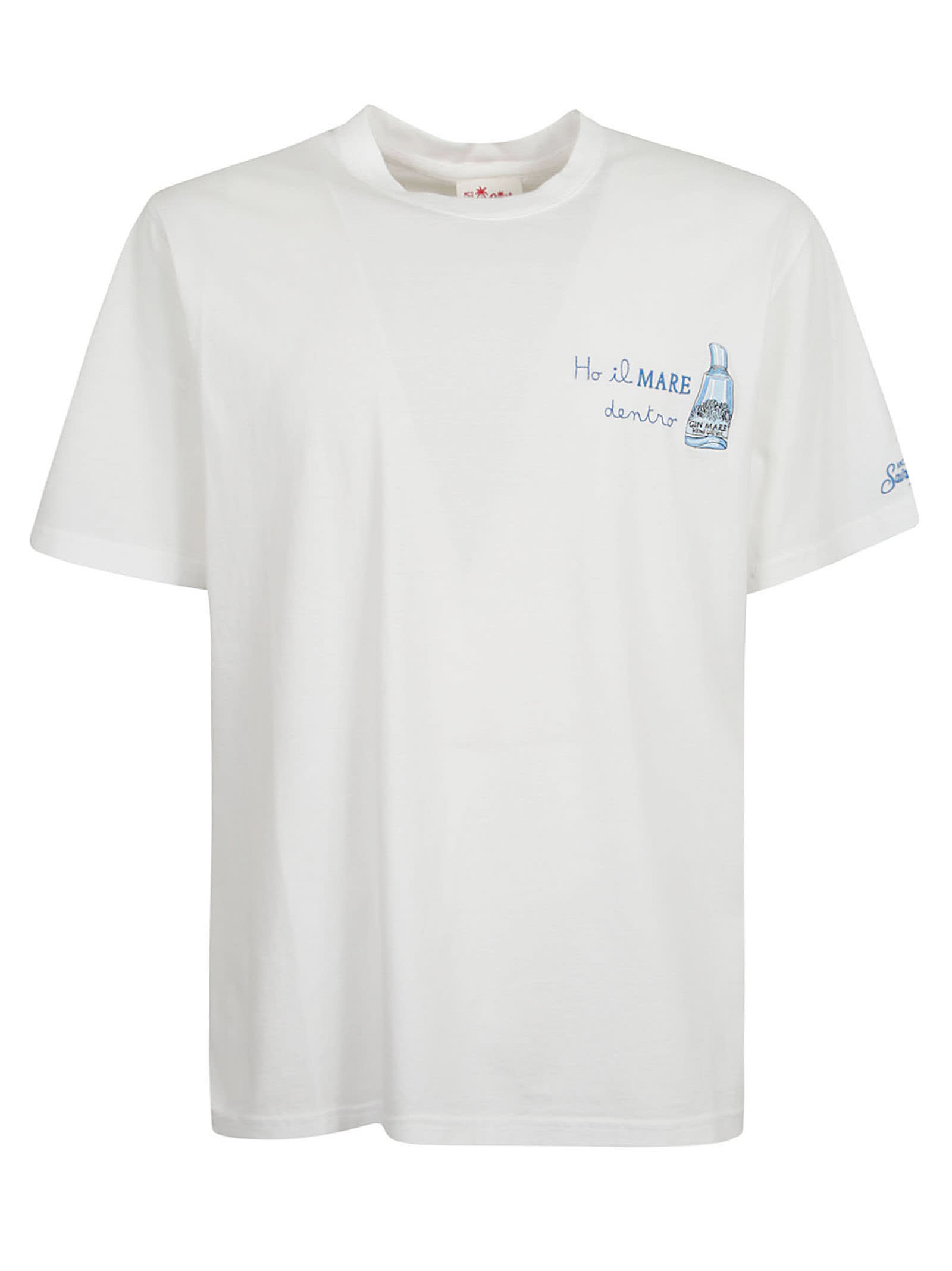 Shop Mc2 Saint Barth Logo Embroidered Regular T-shirt In Gin Mare