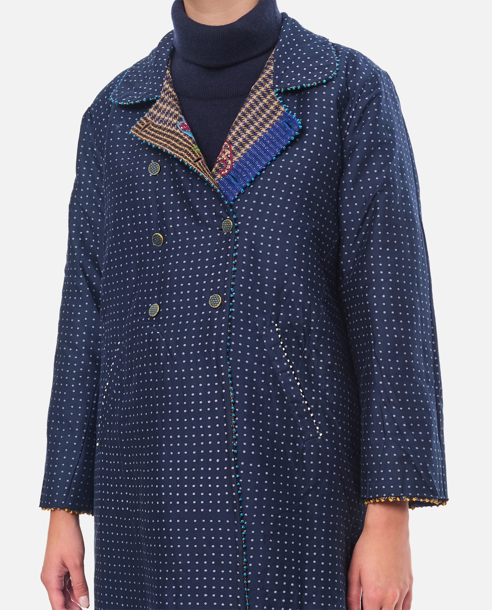 Shop Péro Embroidered Double Face Jacket In Multicolour