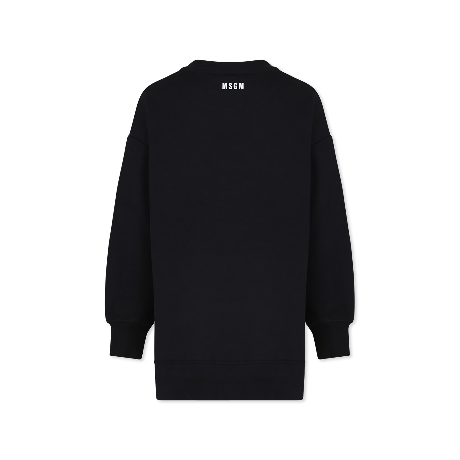 Msgm Black Dress For Girl With Logo In Black