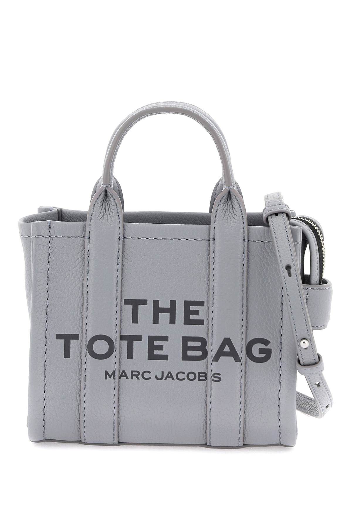 Marc Jacobs The Leather Mini Tote Bag In Wolf Grey (grey)