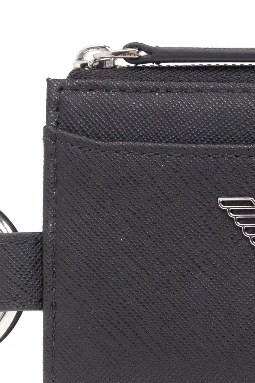 Shop Emporio Armani Wallet With Keyring In Black