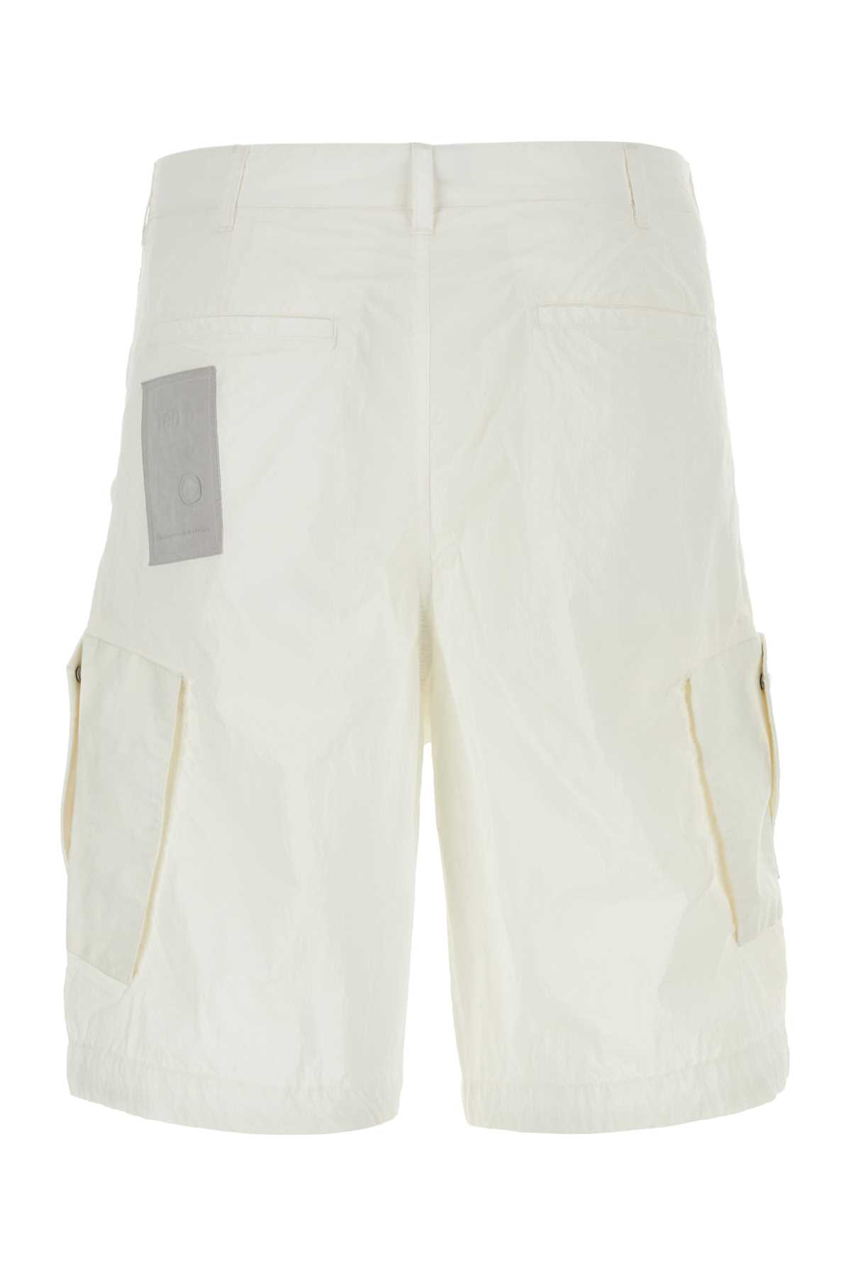 Ten C White Nylon Bermuda Shorts In Bianconeve