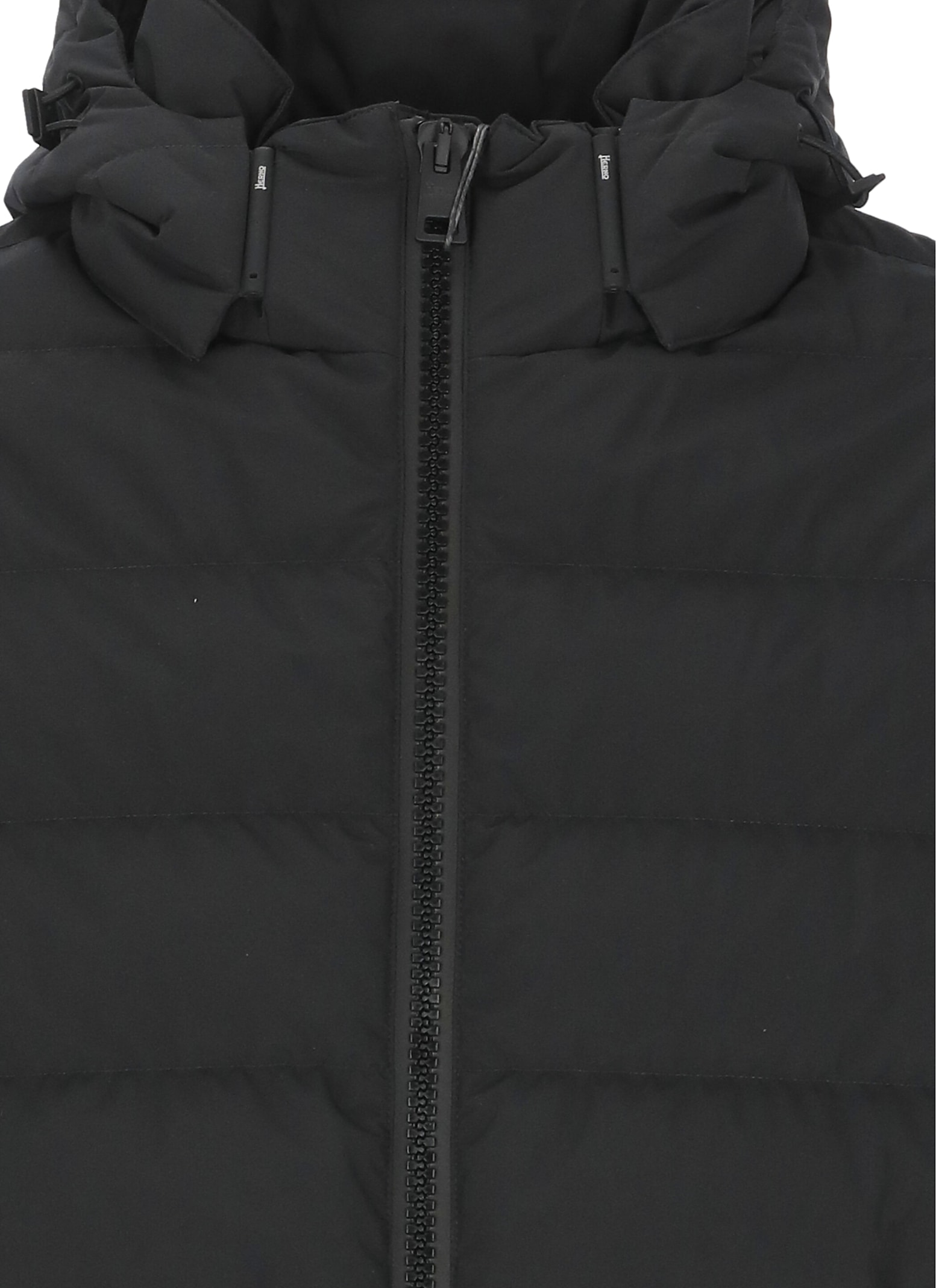 Herno Quilted Down Jacket With Adjustable Hood And Buttoned Pockets In Black