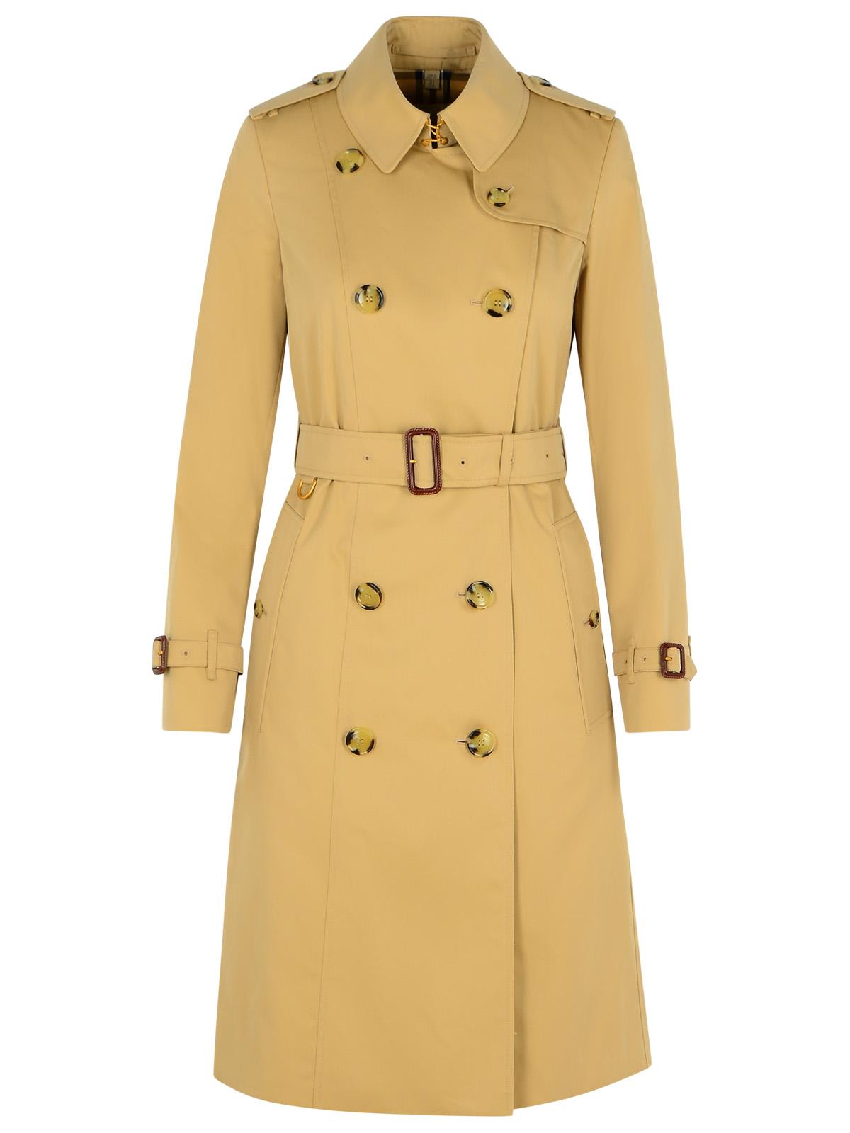 Burberry Long Beige Cotton Chelsea Trench Coat In Neutral