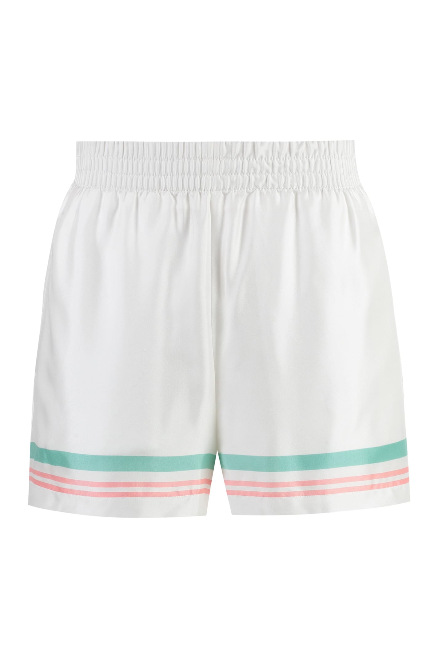 Casablanca Stripe-detail Silk Shorts In White