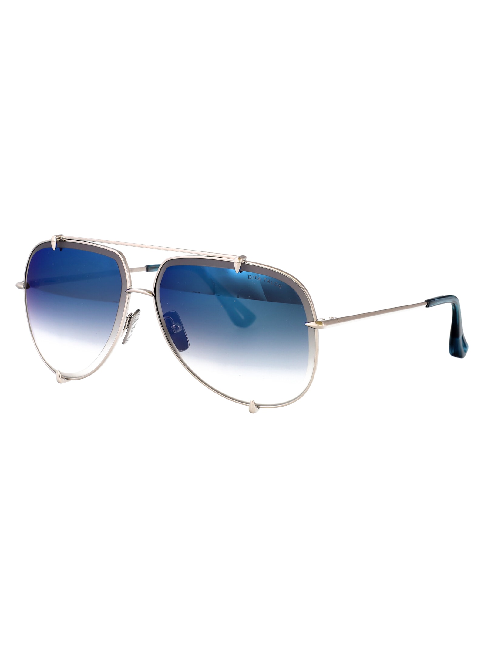 Dita Talon Sunglasses In Silver W/ Dark Grey To Clear - Soft Blue Mirror - Ar