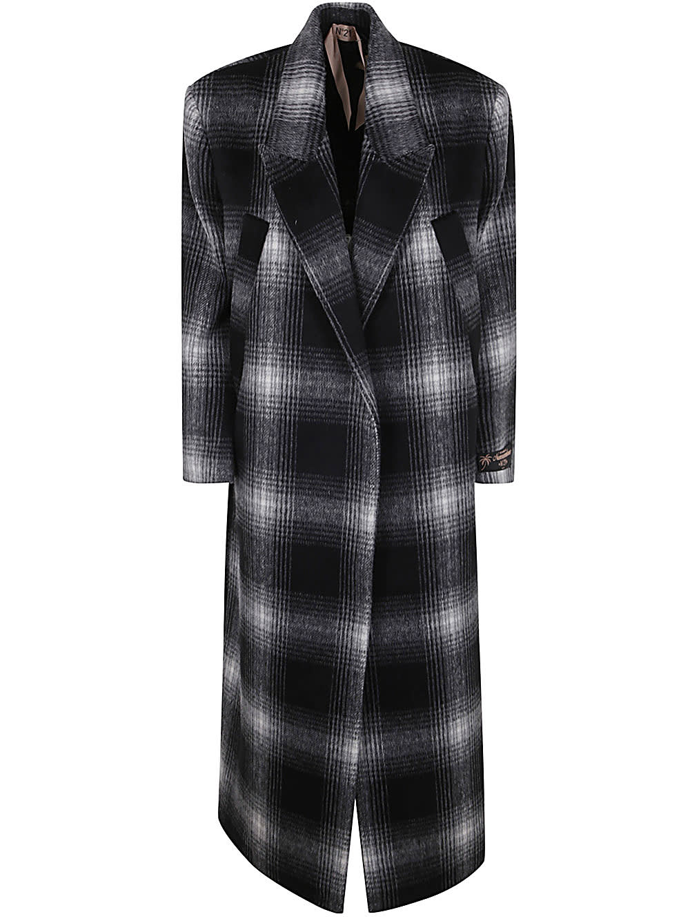 Shop N°21 Check Coat In Black White