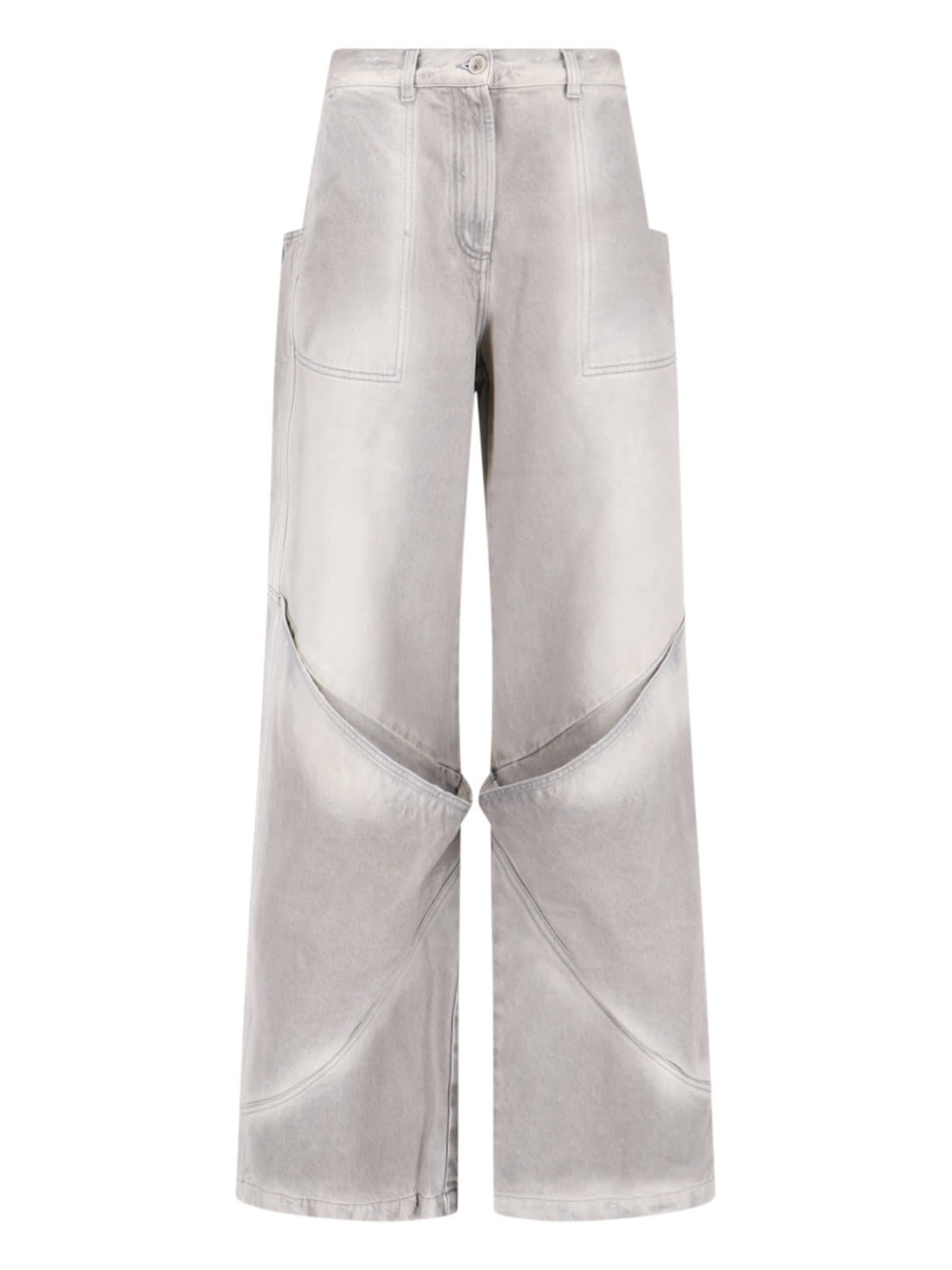 Shop Attico Long Palace Jeans In Grey