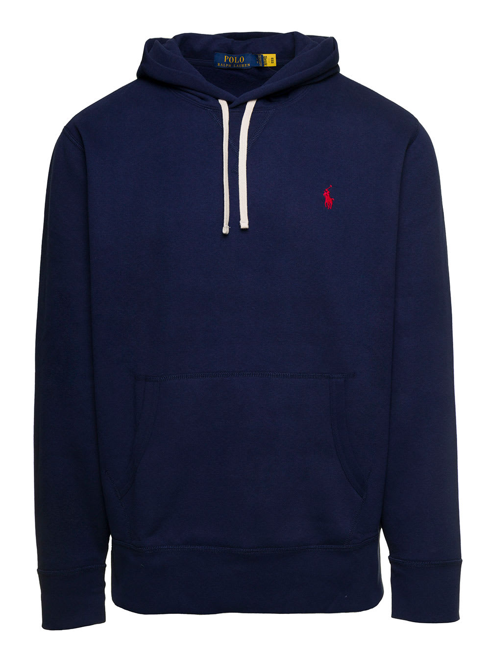 Blue Hoodie With Drawstring And Embroidered Logo In Cotton Man