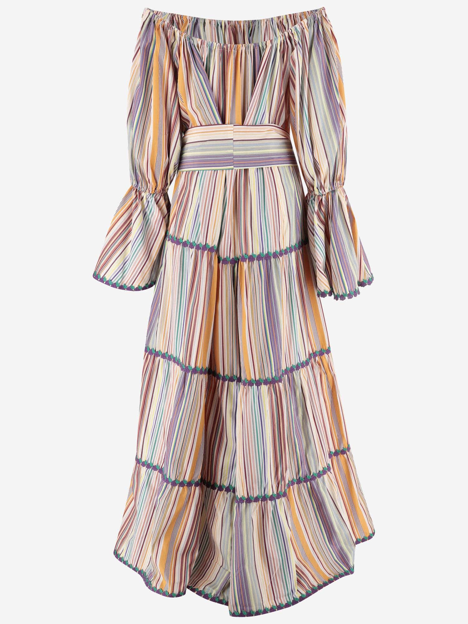 Shop Flora Sardalos Cotton Maxi Dress With Striped Pattern