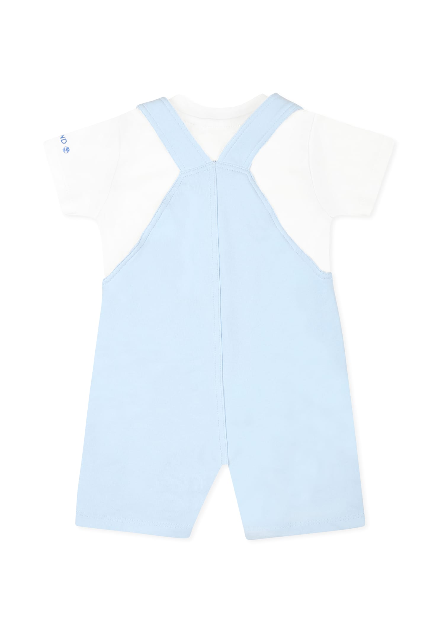 Timberland Light Blue Dungarees Suit For Baby Boy With Logo In Light Blue