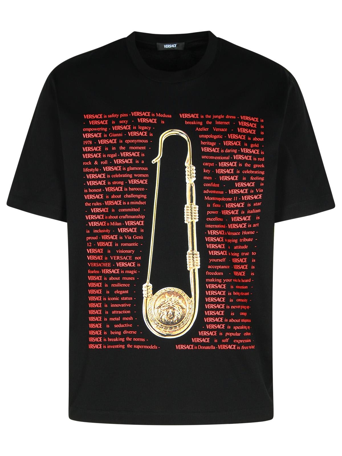 Shop Versace Black Cotton T-shirt