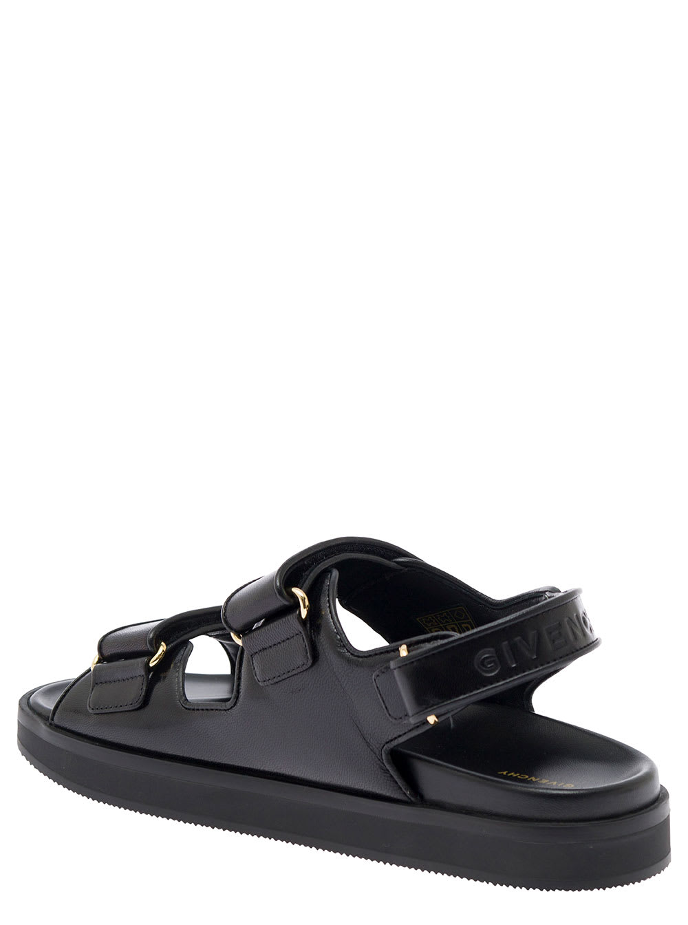 Shop Givenchy Black Flat Sandals With Straps And 4g Detail In Padded Leather Woman