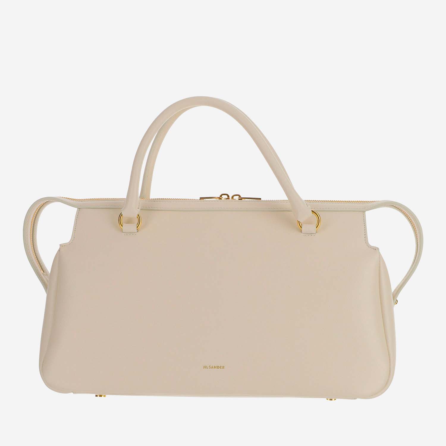 jil sander logo leather bag