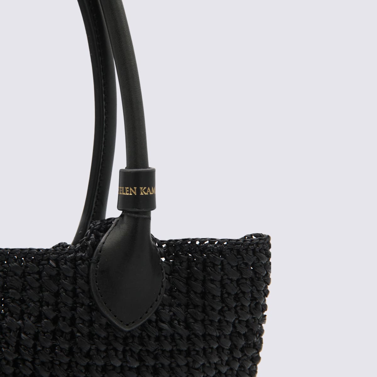 Helen Kaminski Black Raffia Top Handle Bag In Multi