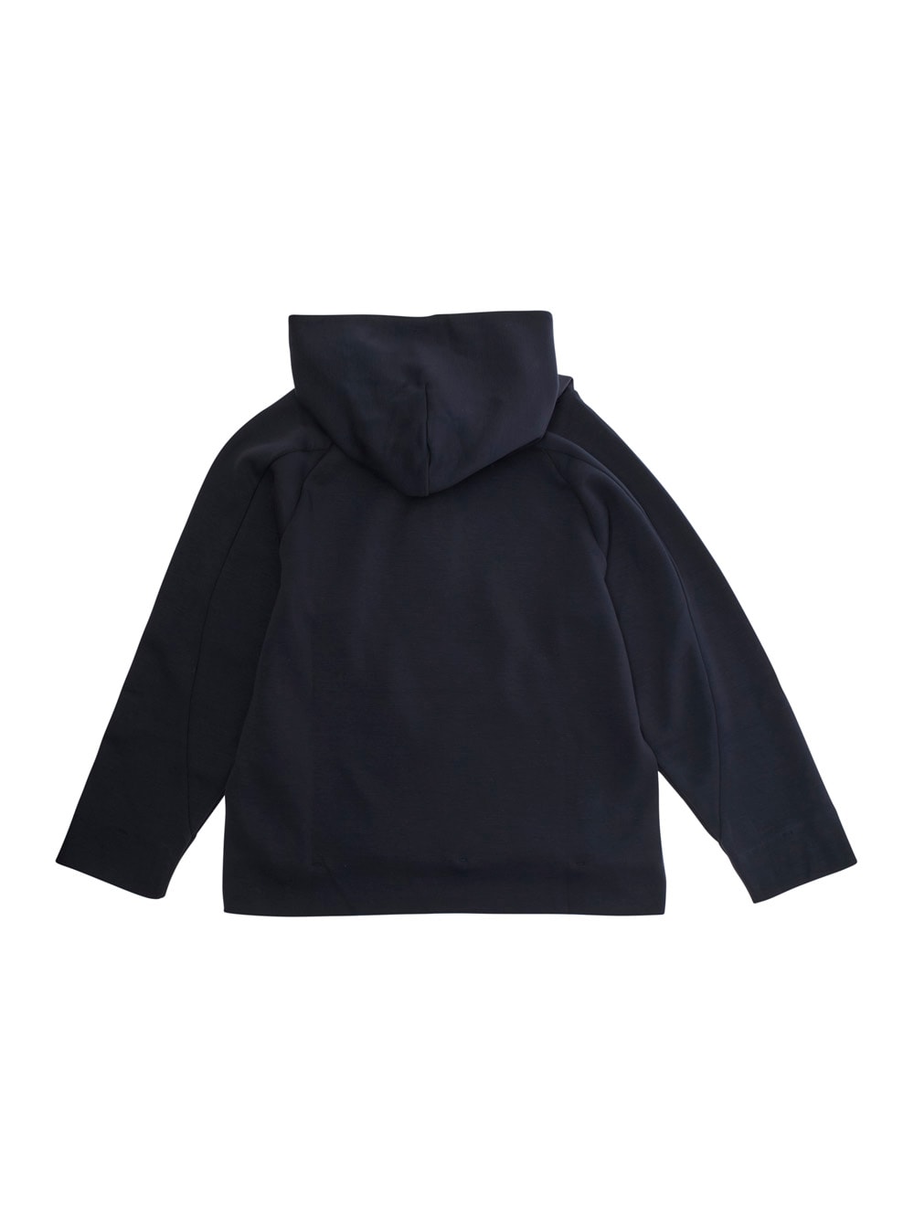 Emporio Armani Blue Sweatshirt With Fixed Hood And Logo Detail On The Front In Tech Fabric Stretch Boy In Blue