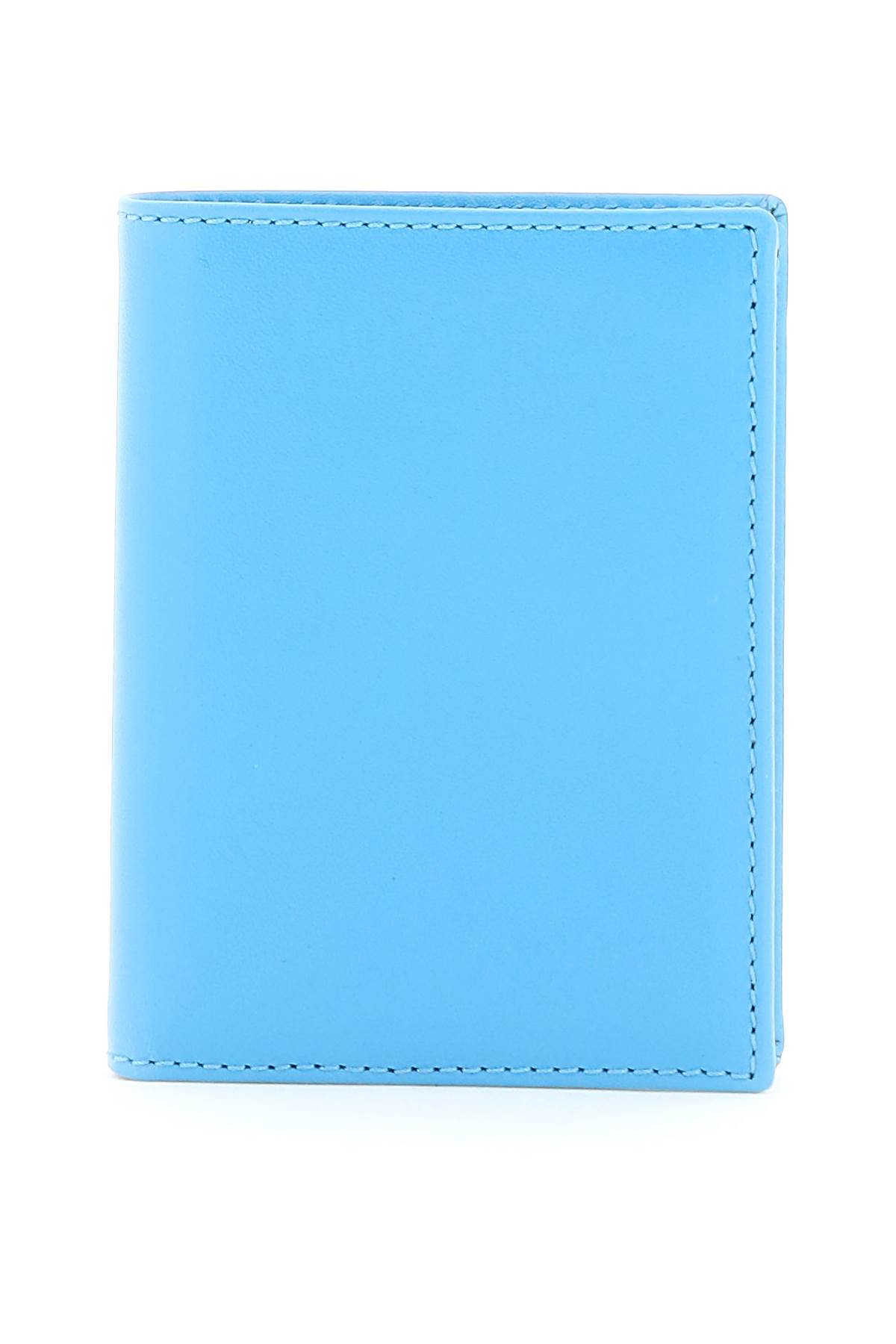 Comme Des Garçons Leather Small Bi-fold Wallet In Blue Blue