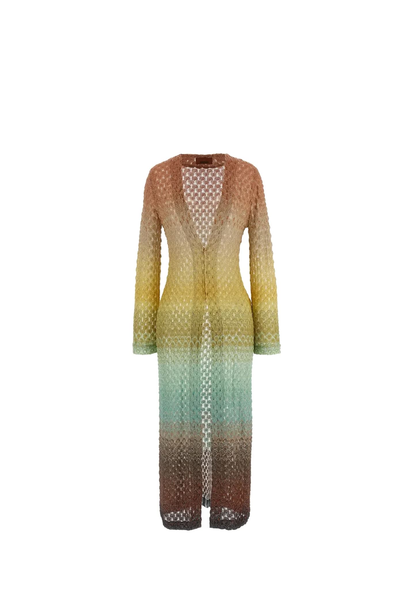 Missoni Longline Textured Knit Cardigan With Gradient Pattern