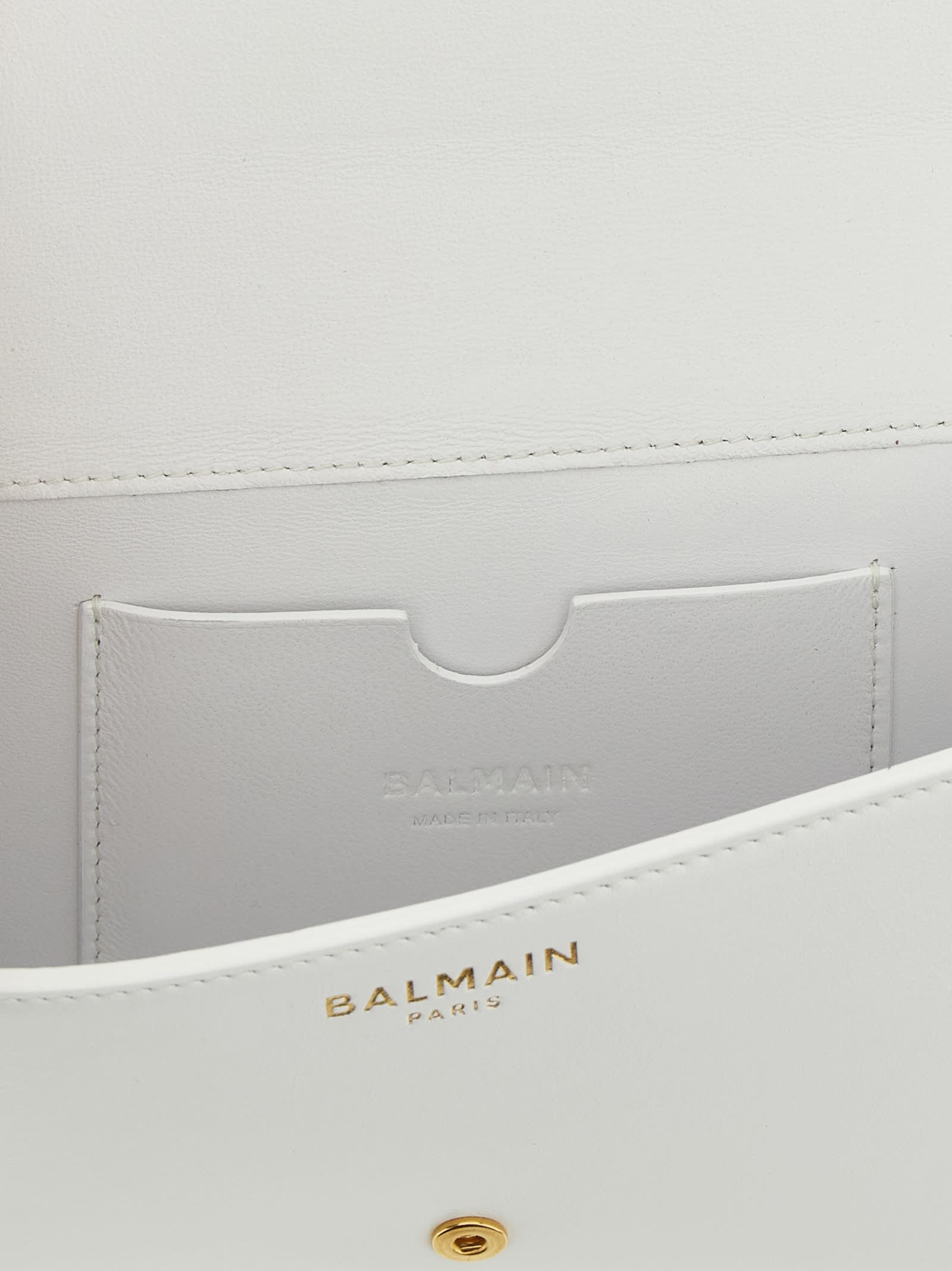 Balmain Shuffle Wallet Chain Strap Buckle Detail In White