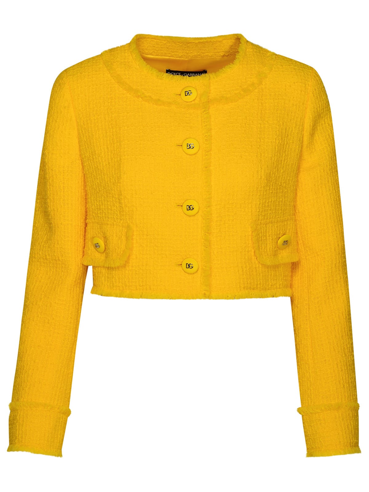 Shop Dolce & Gabbana Yellow Wool Jacket