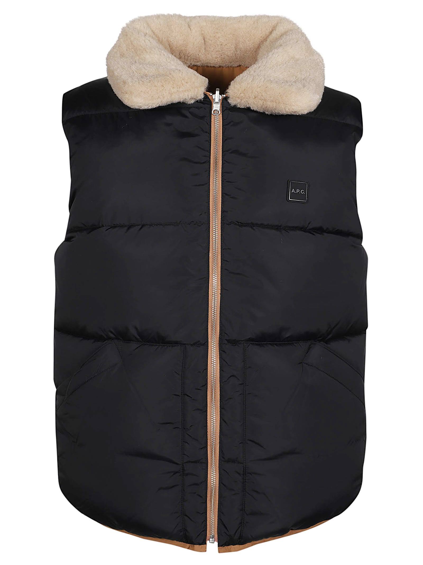 Shop Apc Teddy Down Vest In Bac Beige Fonce