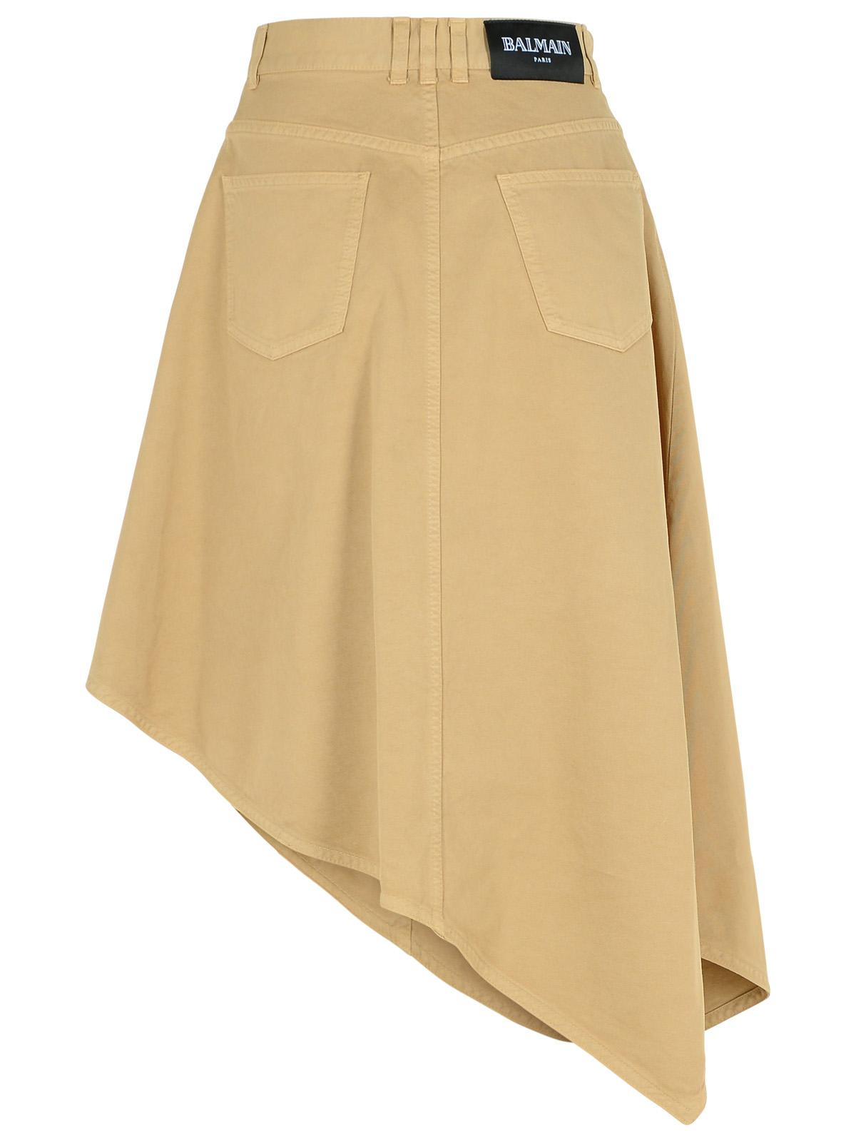 Shop Balmain Beige Cotton Skirt