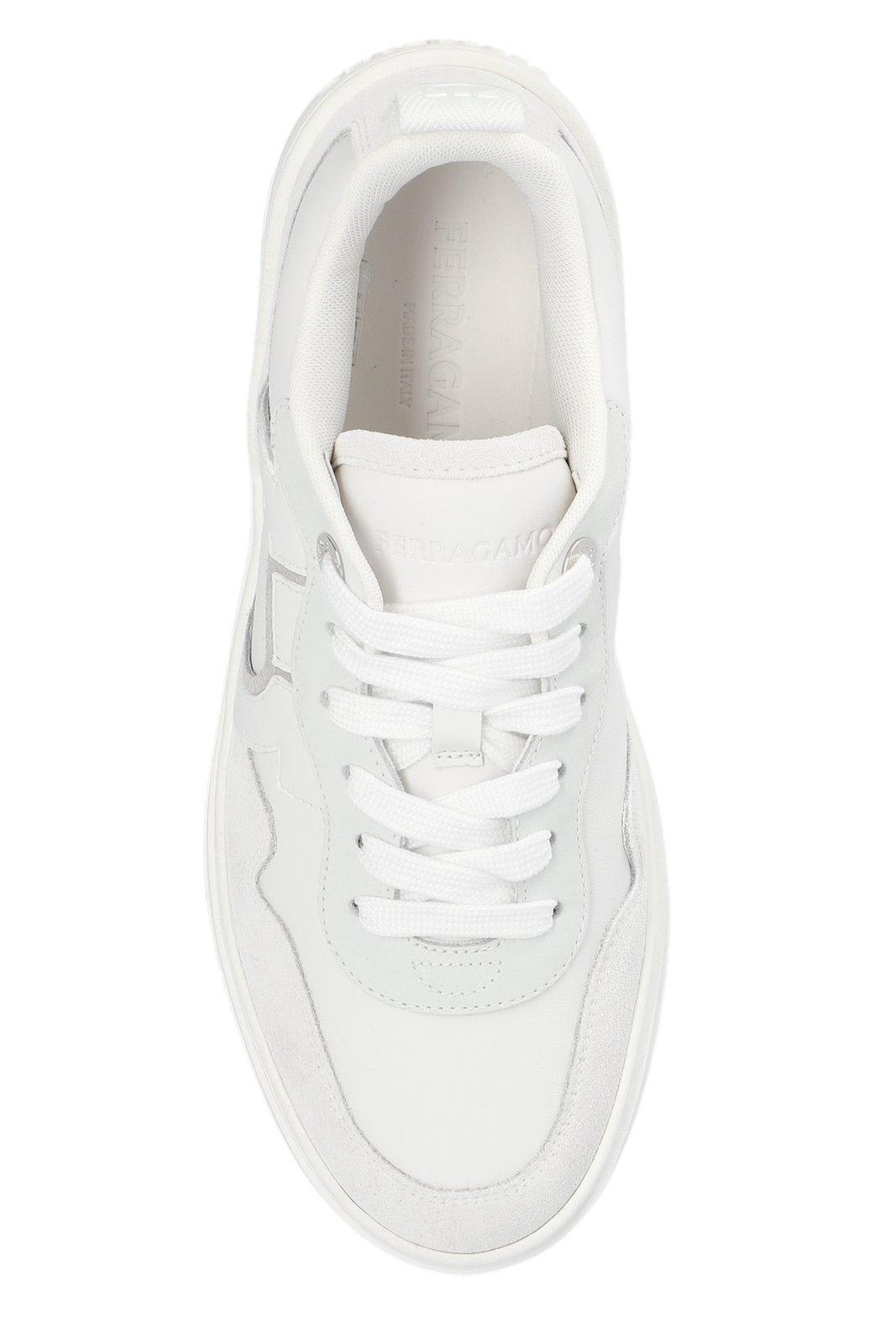 Shop Ferragamo Gancini Low-top Sneakers In White