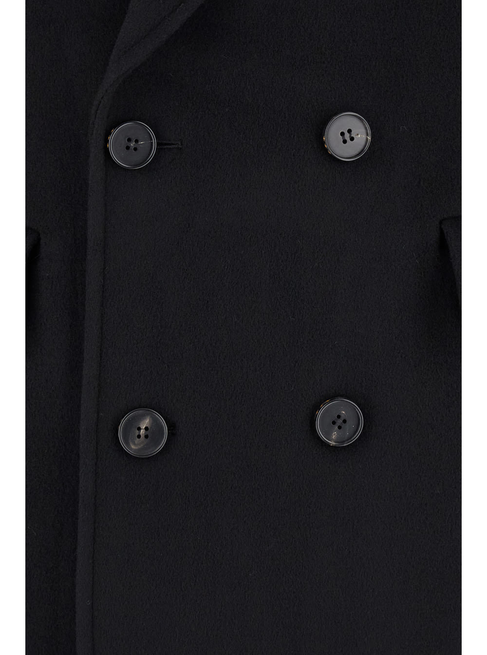 Shop Tonywack Black Double-breasted Coat With Pointed Revers In Wool And Cashmere Man