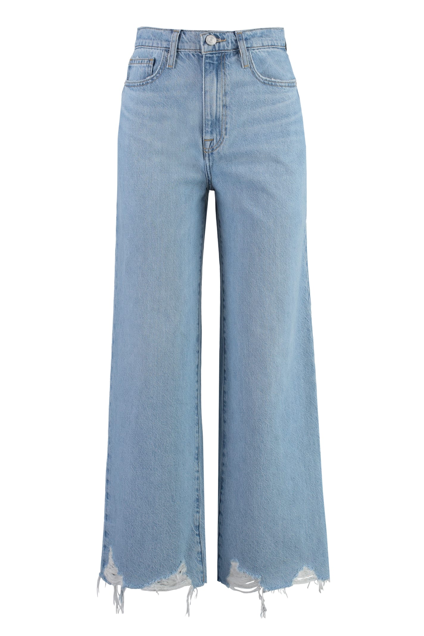 Shop Frame Le Jane Wide Crop Jeans In Cwch Calm Waters Chew