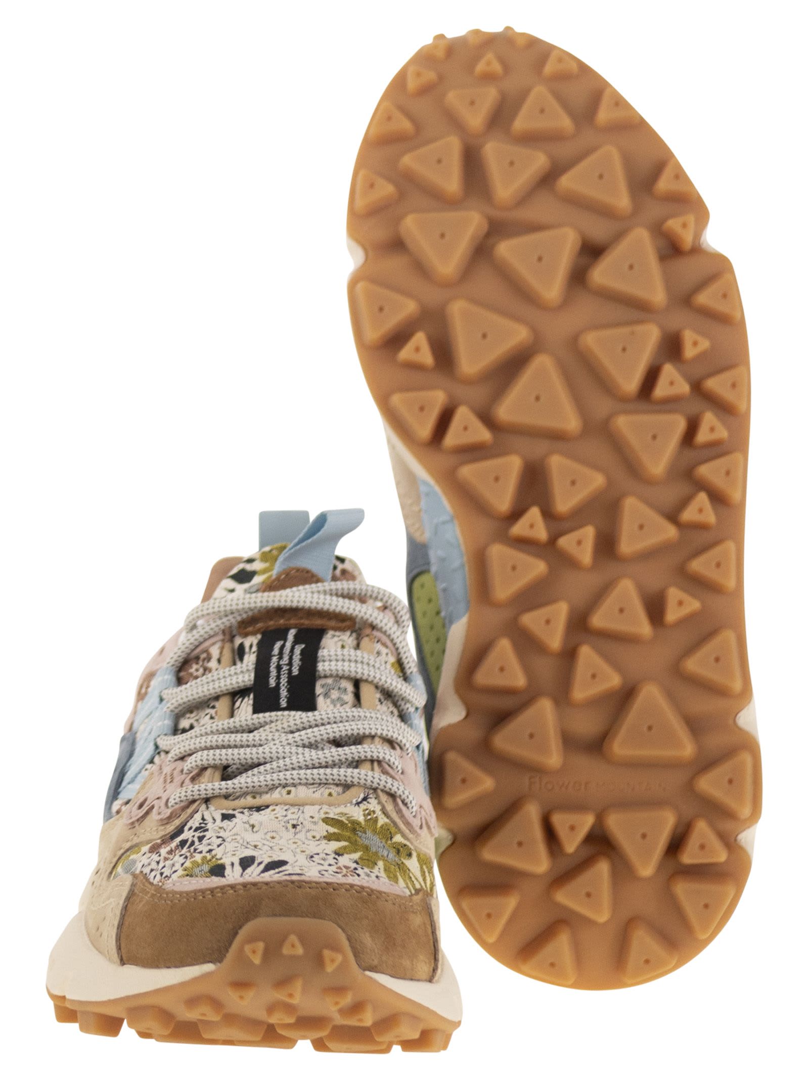 Flower Mountain Yamano 3 - Sneakers In Suede And Technical Fabric In Multi