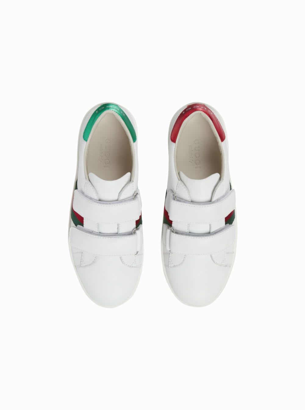 Shop Gucci Ace Leather Sneakers In White