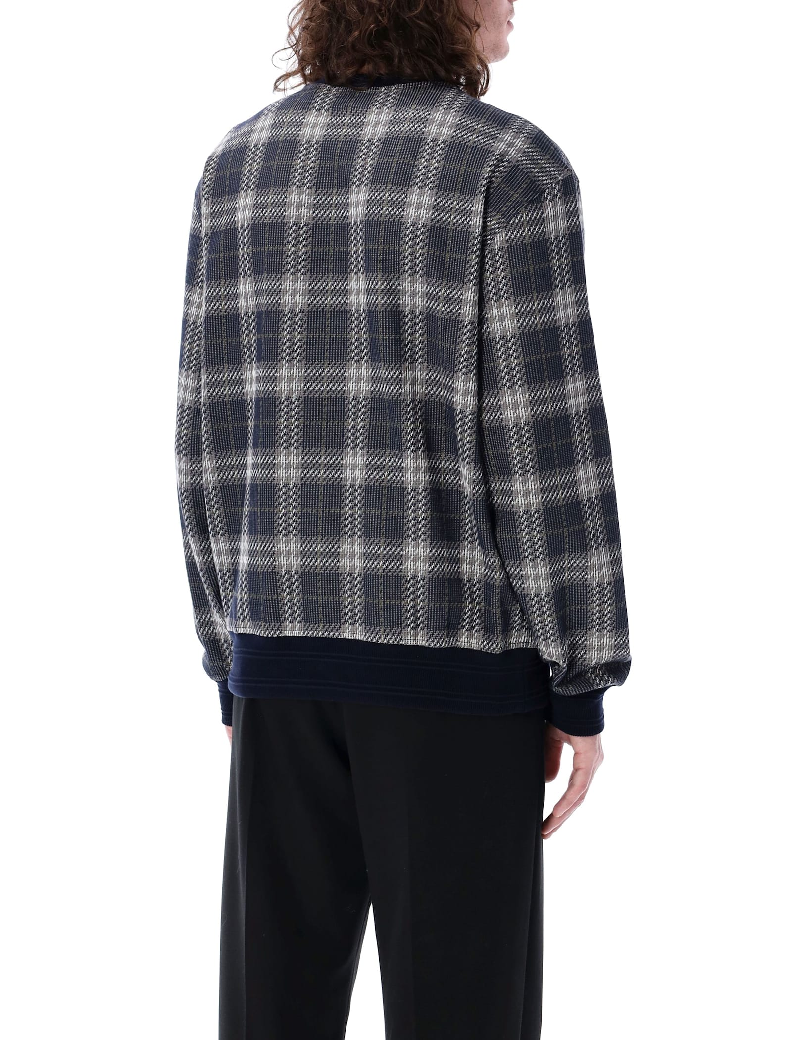 Burberry Check Cotton Blend Sweater In Black
