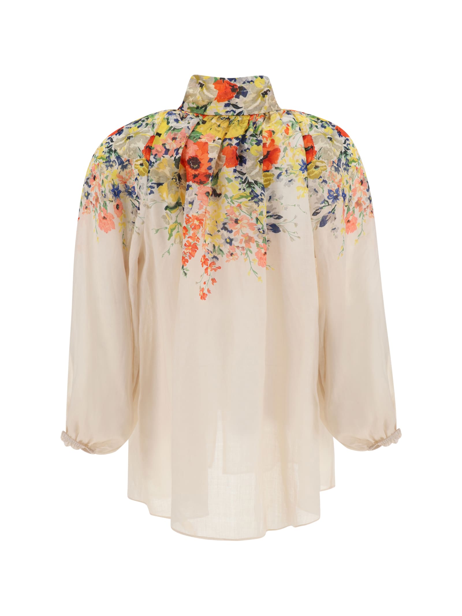 Shop Zimmermann Alight Billow Shirt In Ivory Floral