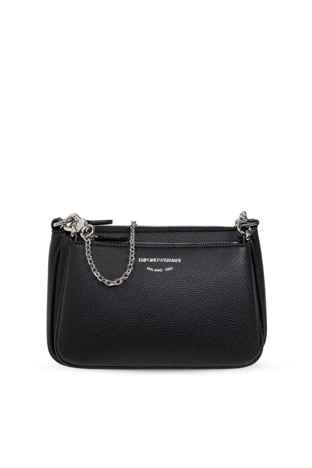 Shop Emporio Armani Shoulder Bag With Printed Logo In Black