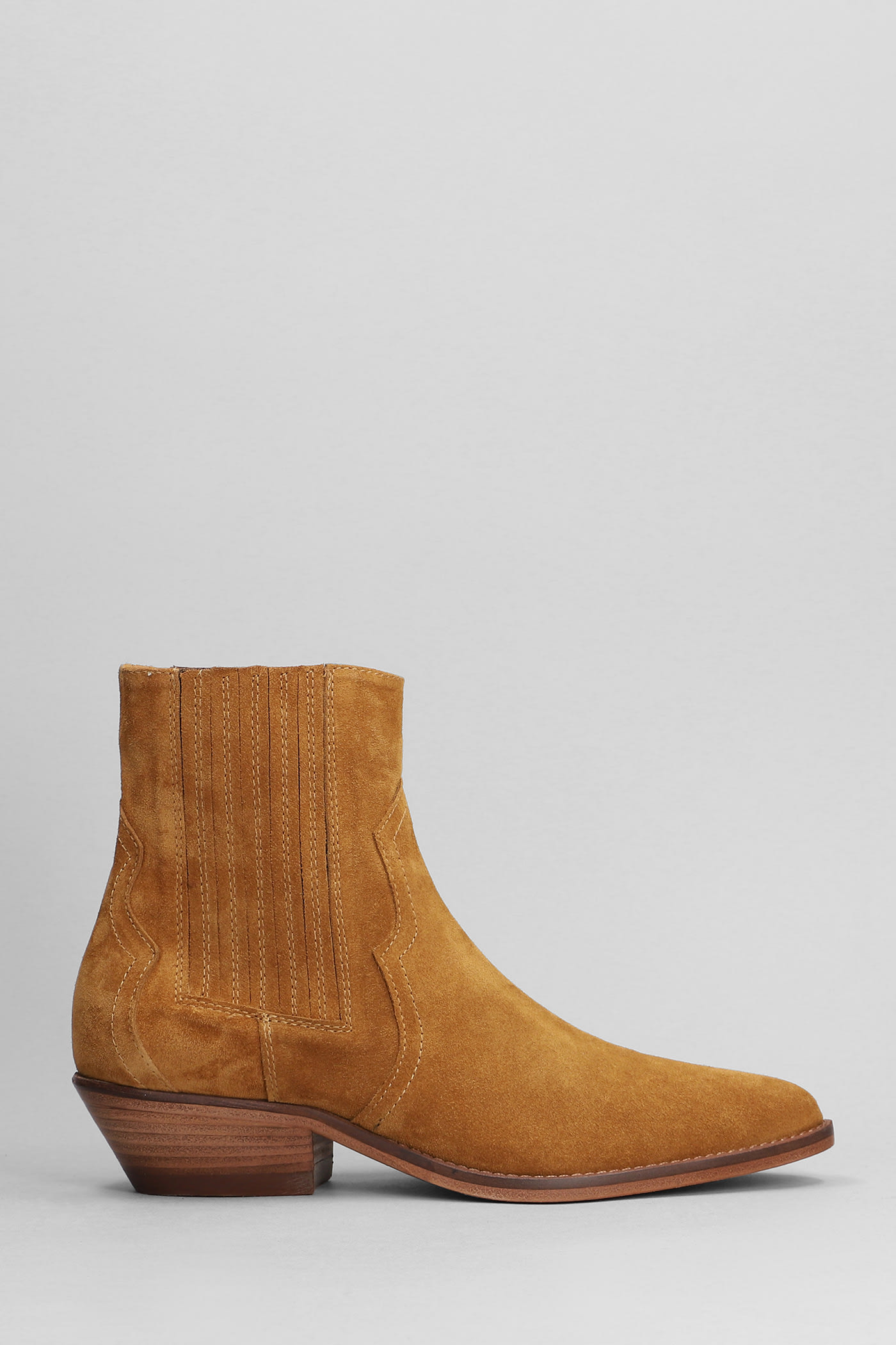 Julie Dee Texan Ankle Boots In Leather Color Suede