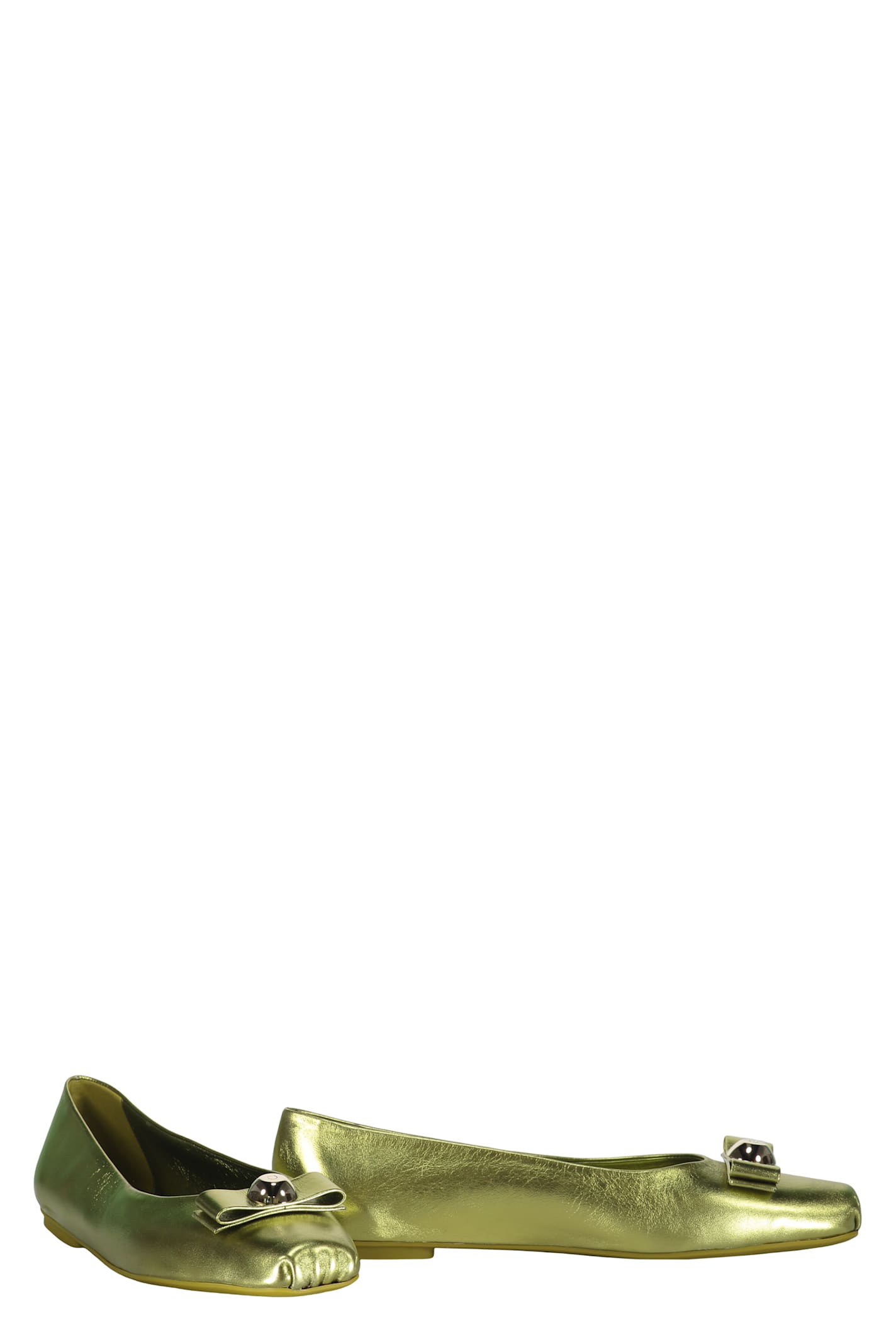 Ferragamo Bow-embellished Ballerina Loafers In Green