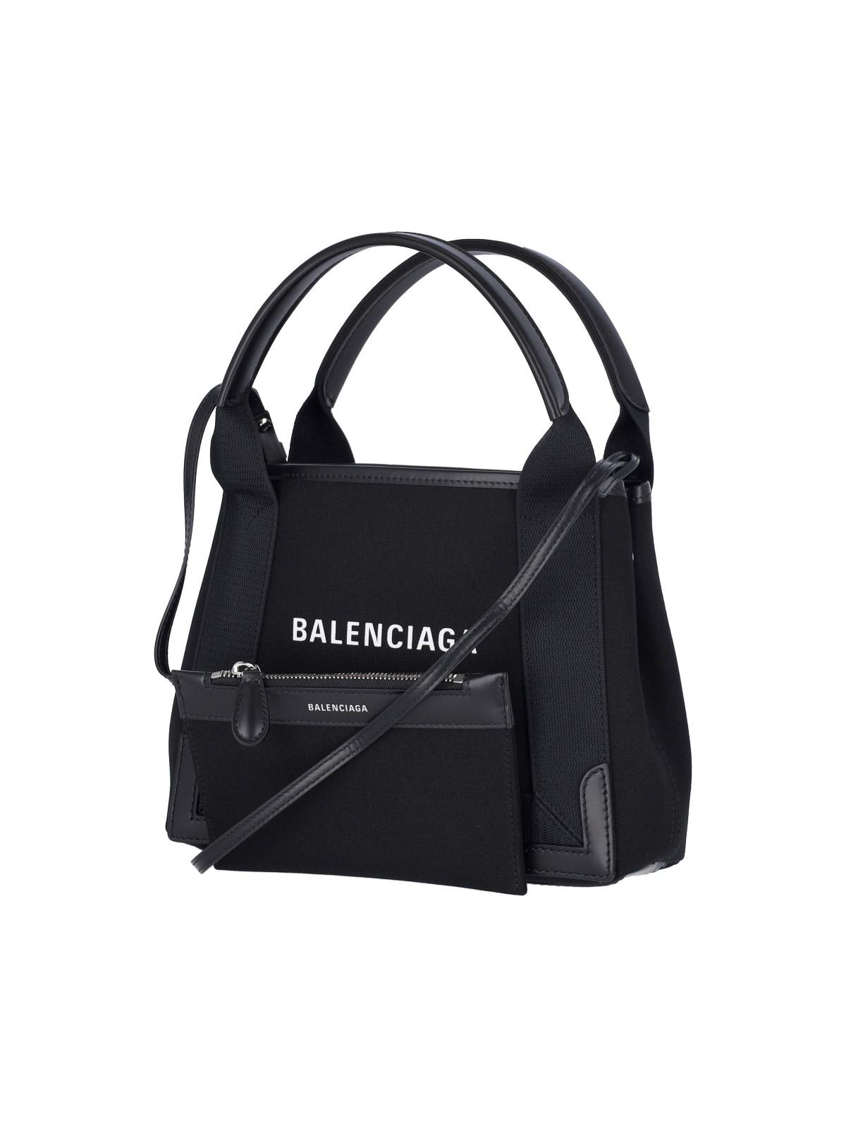 Shop Balenciaga Navy Cabas Xs Tote Bag In Black