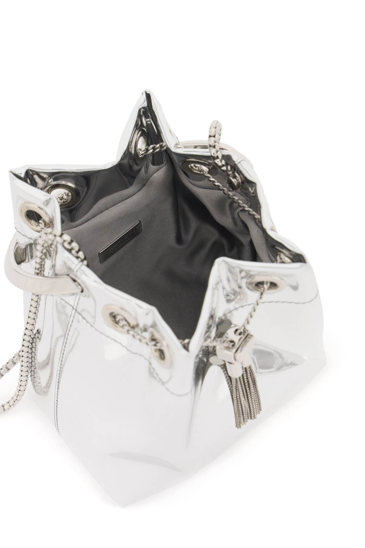 Shop Jimmy Choo Bon Bon Mirror-effect Bag In Silver (silver)