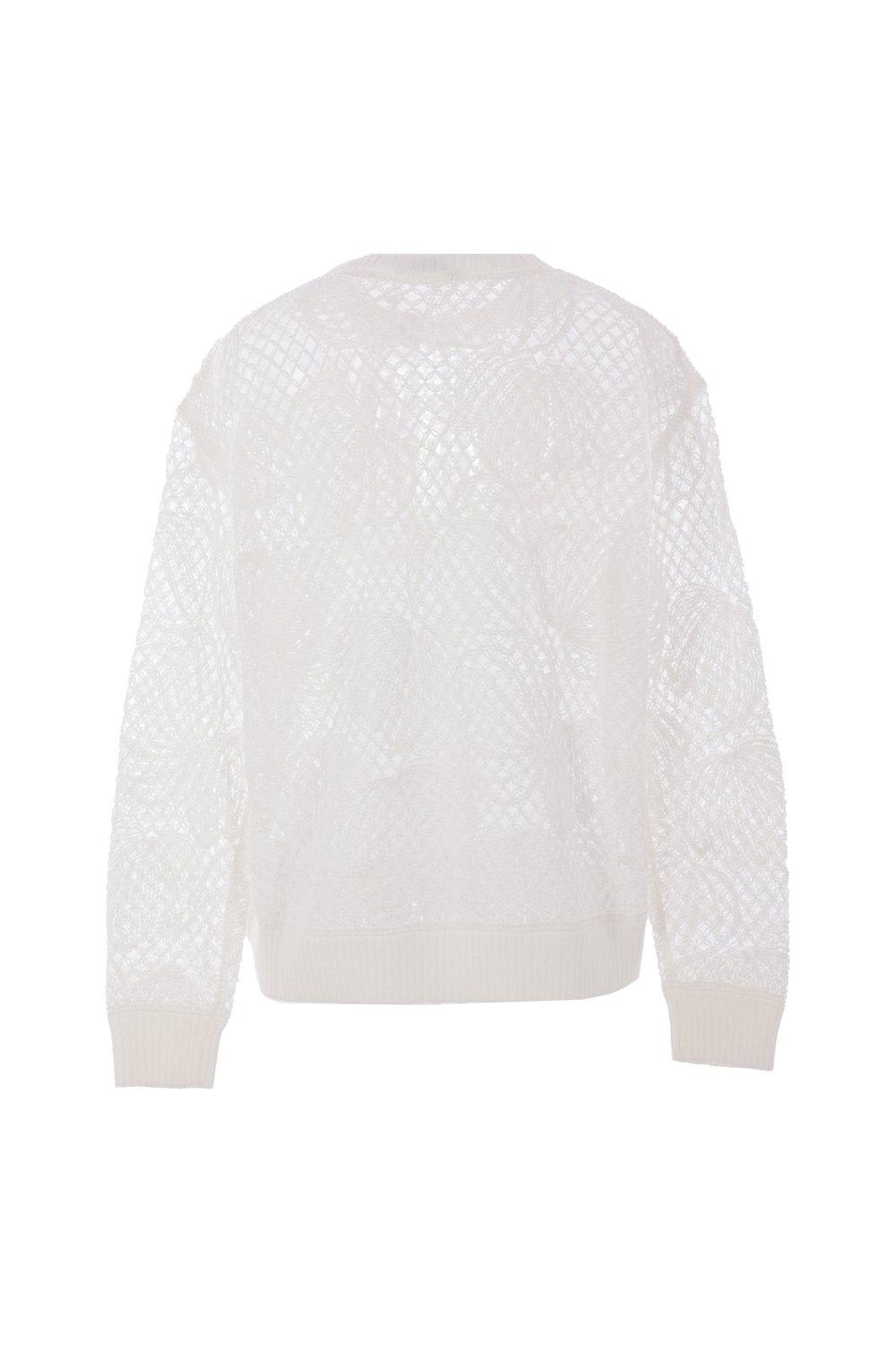 Max Mara Crewneck Ribbed Jumper In White