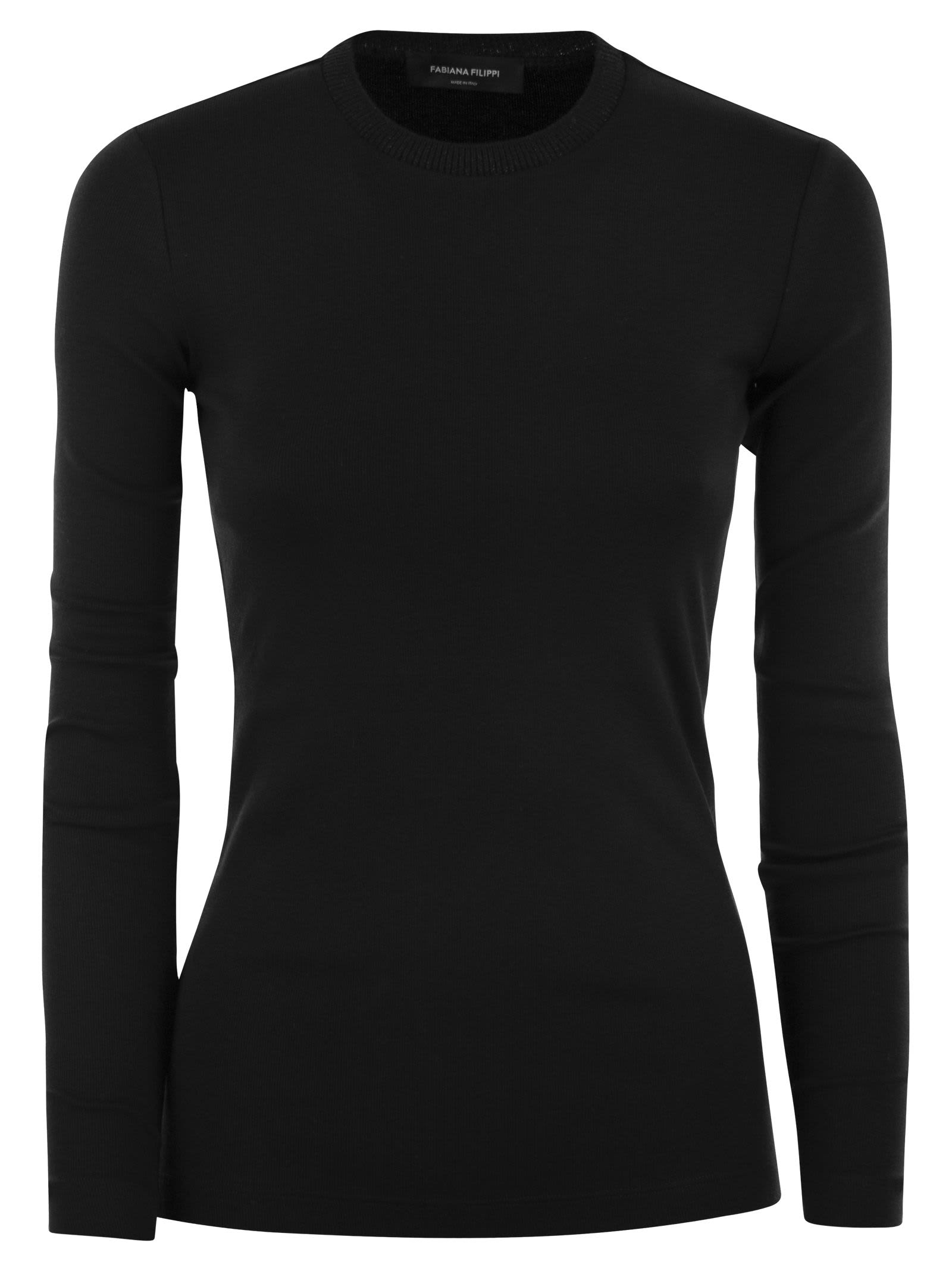 Shop Fabiana Filippi Long-sleeved T-shirt In Jersey In Black