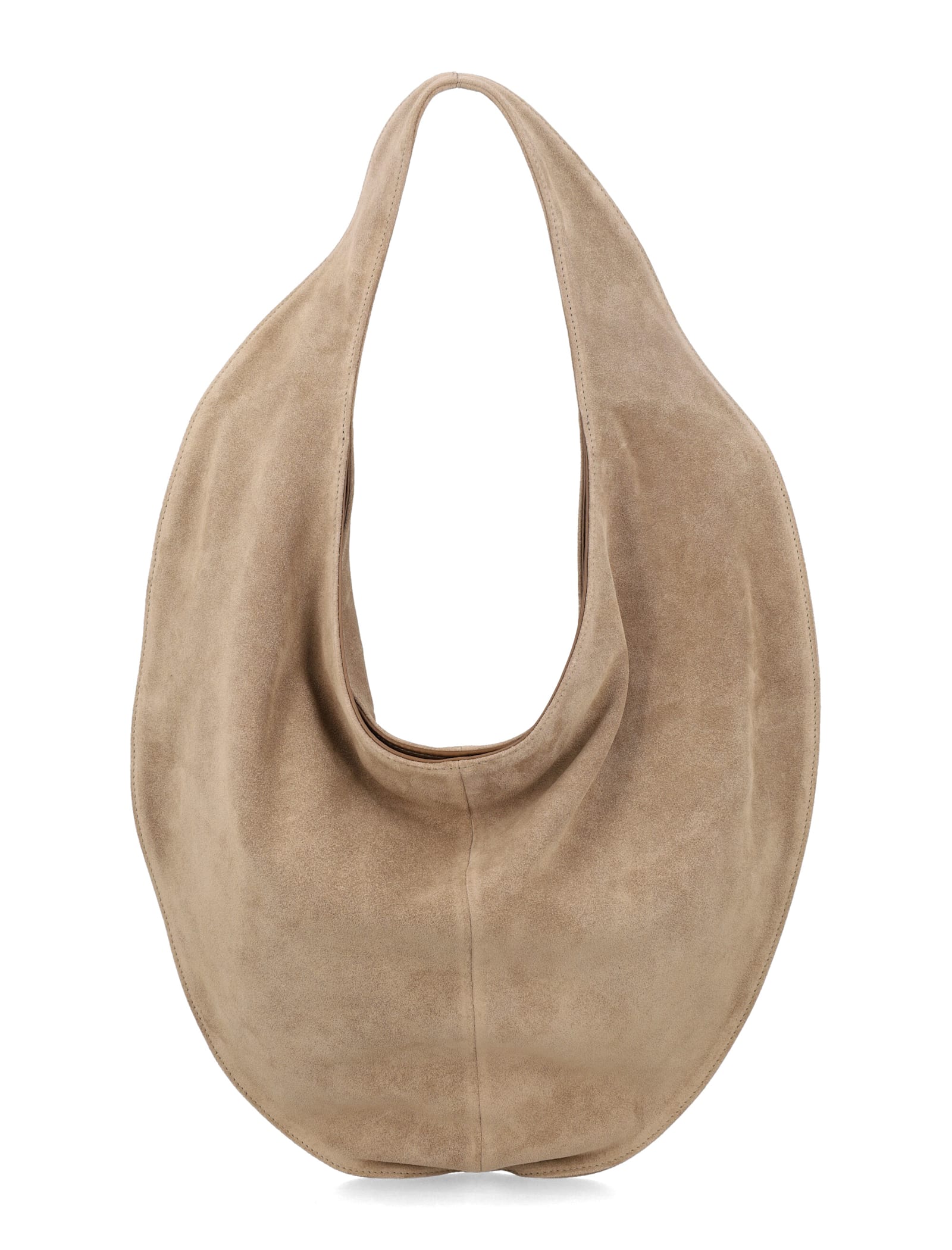 Maeden Market Tote Suede Leather Beige In Blue